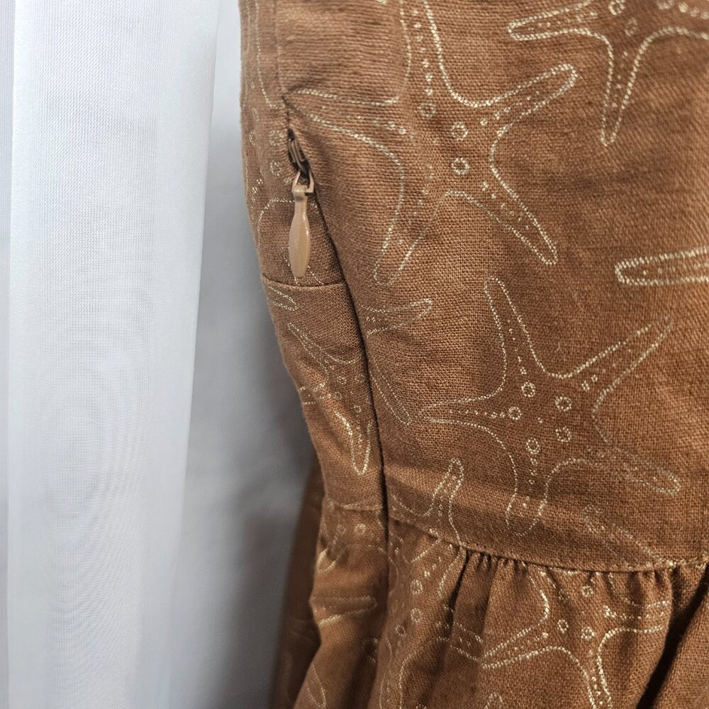 Vineyard Vines Dress Y2K Brown Starfish Beach Resort Preppy Linen Blend 10 - Picture 7 of 12